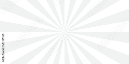 Sunburst beam light vintage shine and graphic summer explosion pattern. white and gray bright sunrise isolated glow striped texture background.	