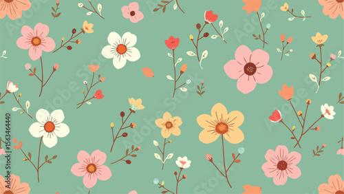 Cute colorful floral seamless pattern with abstract flower. Endless floral pattern