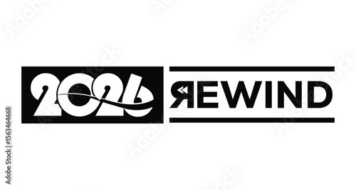 2026 year rewind isolated on black background. Creative design.