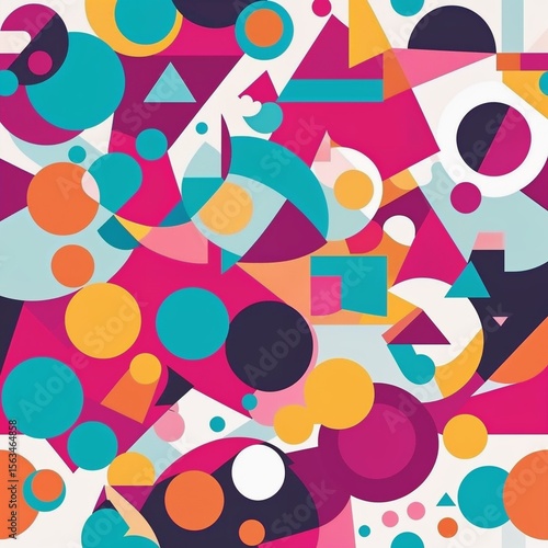 Minimal Geometric Abstract Background – Colorful Flat Shapes, Modern Vector Design