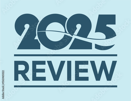 2025 year review isolated on blue background. Creative design.