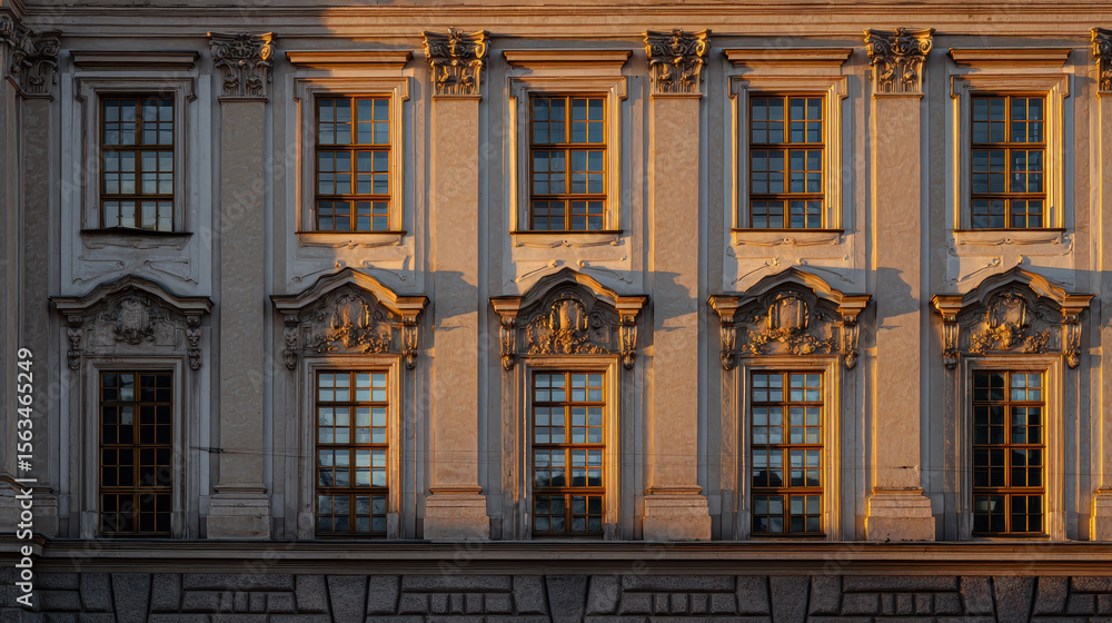 Fototapeta premium Historical Palace Facade Baroque Style Window Architecture