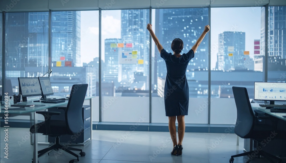 Obraz premium 喜ぶビジネスウーマン