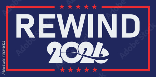 2026 year rewind isolated on black background. Creative design.