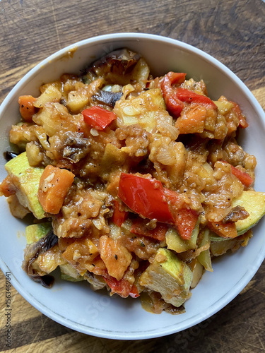 Delicious Georgian Ajapsandali: vibrant vegetable stew with eggplant