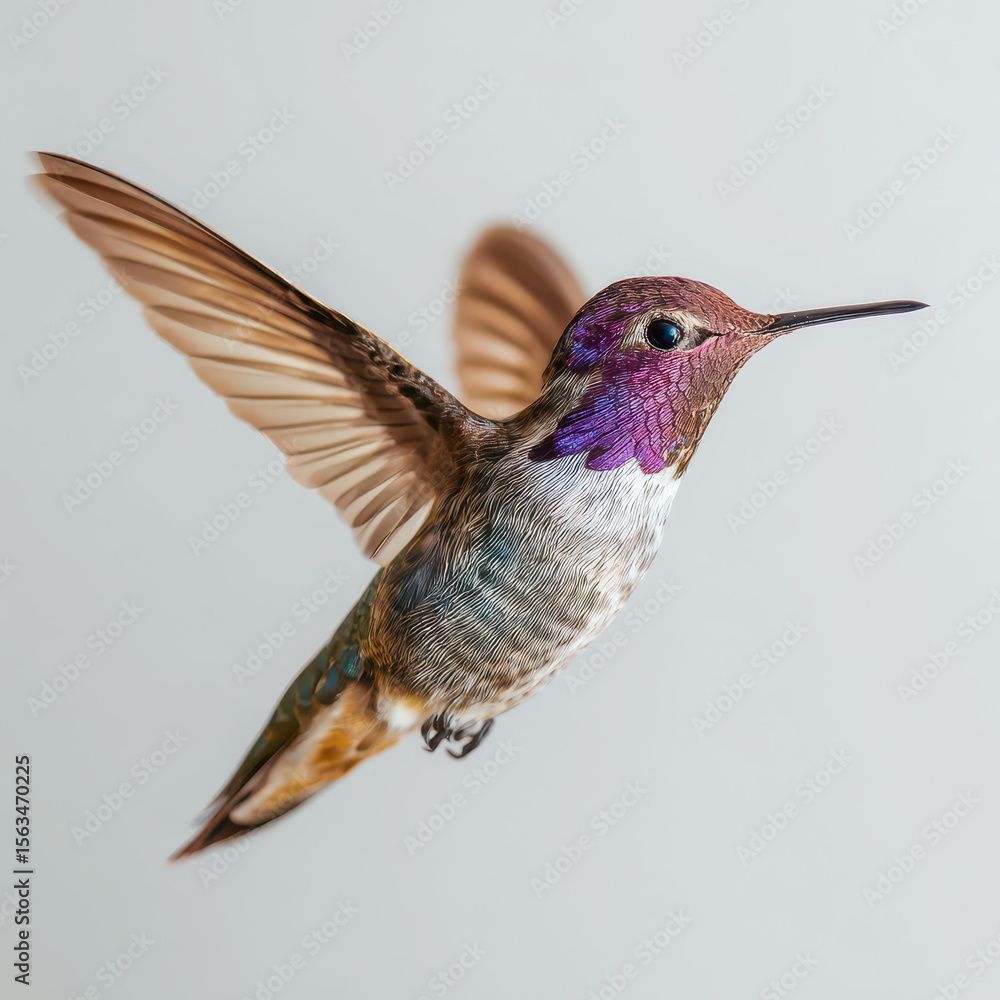 Fototapeta premium Hummingbird Frozen Mid-Air Bird in Flight Macro Photography