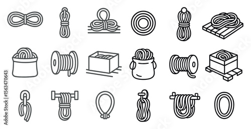 Collection of rope and rope-related items, including a rope, a rope box, and a rope bag
