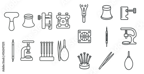Collection of tools and instruments, including a pair of scissors, a pair of pliers, and a pair of tweezers