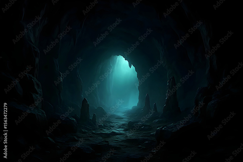 Eerie Cave Entrance with Distant Light
Eerie Cave Entrance with Distant Light