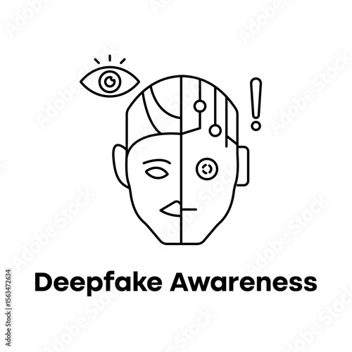 Synthetic Media Detection Icon, Fake Content AI Risk icon with editable stroke.