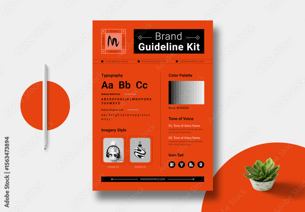 Minimal Style Guide Layout For Branding Projects Stock Template | Adobe ...