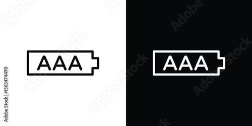 AAA battery icon Design concept. Black and white line icons