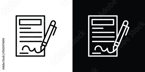 Agreement icon Design concept. Black and white line icons
