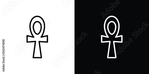 Ankh icon Design concept. Black and white line icons
