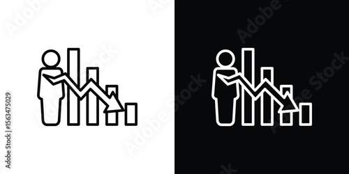 Attrition icon Design concept. Black and white line icons