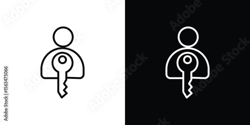 Authentication icon Design concept. Black and white line icons