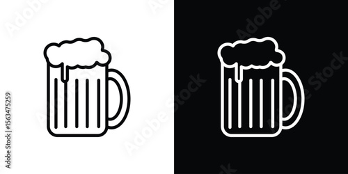 Beer icon Design concept. Black and white line icons