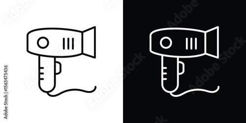 Blow dryer icon Design concept. Black and white line icons