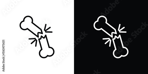 Broken bone icon Design concept. Black and white line icons