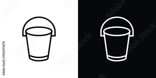 Bucket icon Design concept. Black and white line icons