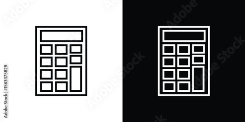 Calculator icon Design concept. Black and white line icons