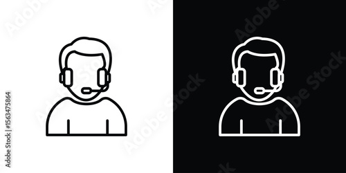 Callcenter icon Design concept. Black and white line icons