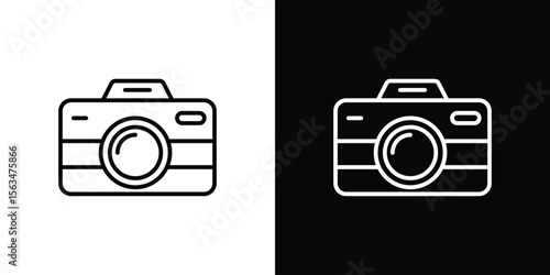 Camera icon Design concept. Black and white line icons
