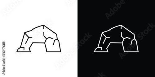 cave icon Design concept. Black and white line icons