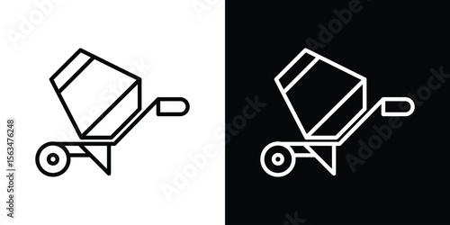 Cement mixer icon Design concept. Black and white line icons