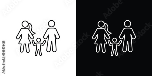 Child custody icon Design concept. Black and white line icons
