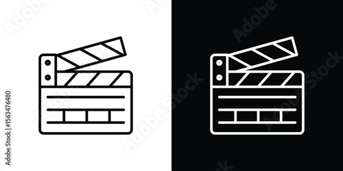 Cinema flapper icon Design concept. Black and white line icons