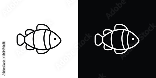 Clown fish icon Design concept. Black and white line icons