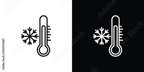 Cold icon Design concept. Black and white line icons