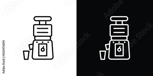 Cold pressed juicer icon Design concept. Black and white line icons