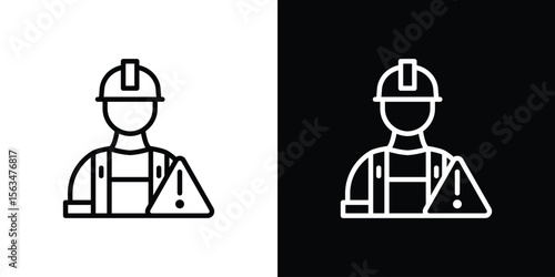 Construction risk icon Design concept. Black and white line icons