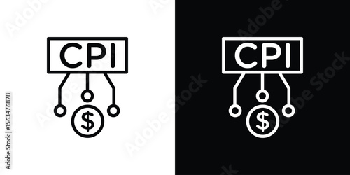 Consumer prices index icon Design concept. Black and white line icons