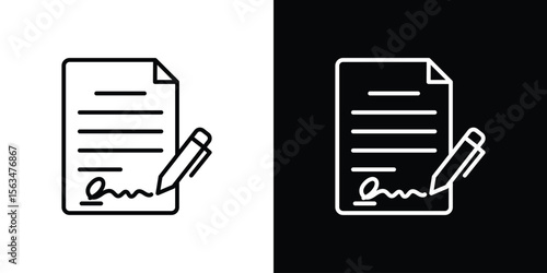 Contract icon Design concept. Black and white line icons