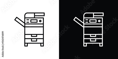 Copier icon Design concept. Black and white line icons