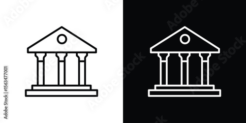 Courthouse icon Design concept. Black and white line icons