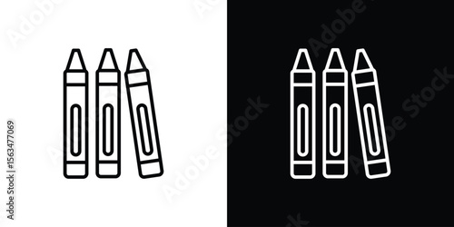 Crayon icon Design concept. Black and white line icons
