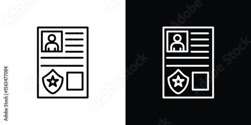 Criminal record icon Design concept. Black and white line icons