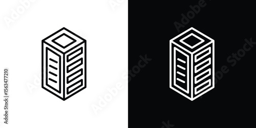 Data center icon Design concept. Black and white line icons