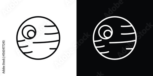 Death star icon Design concept. Black and white line icons