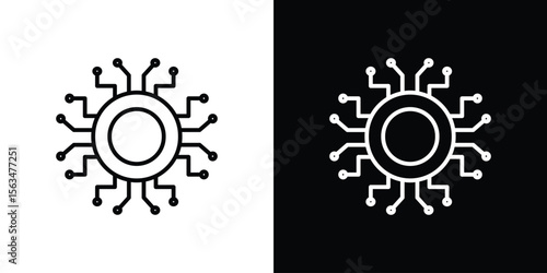 Decentralized icon Design concept. Black and white line icons