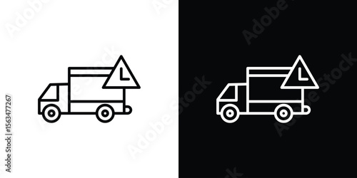 Delivery delay icon Design concept. Black and white line icons