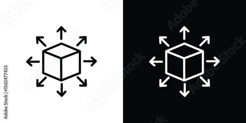 Distribution box icon Design concept. Black and white line icons