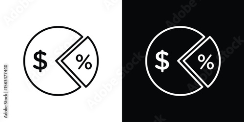 Dividend yield icon Design concept. Black and white line icons