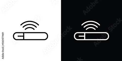 Dog microchip icon Design concept. Black and white line icons