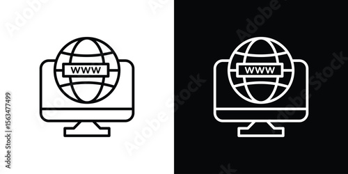 Domain icon Design concept. Black and white line icons