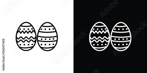 Easter eggs icon Design concept. Black and white line icons